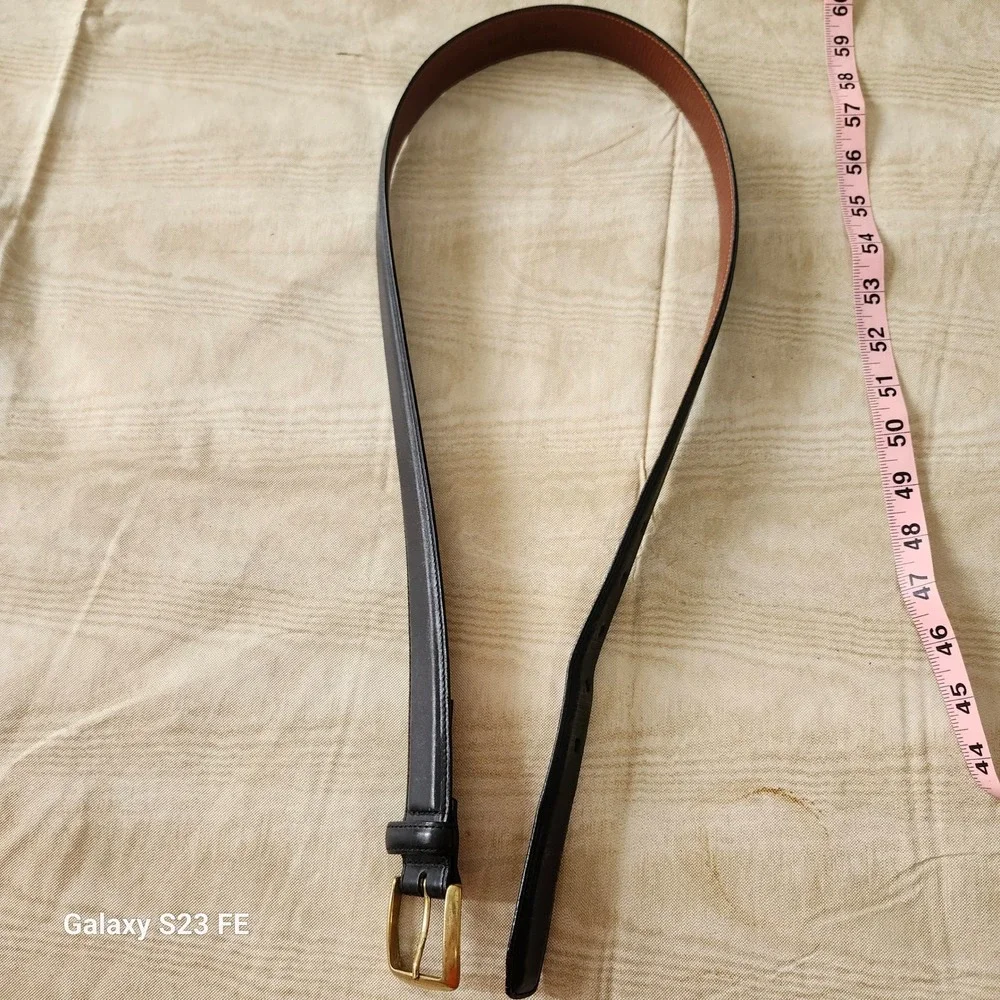 Cole Haan Leather Belt Mens 34 Black Brass Buckle Classic Dress Business Casual